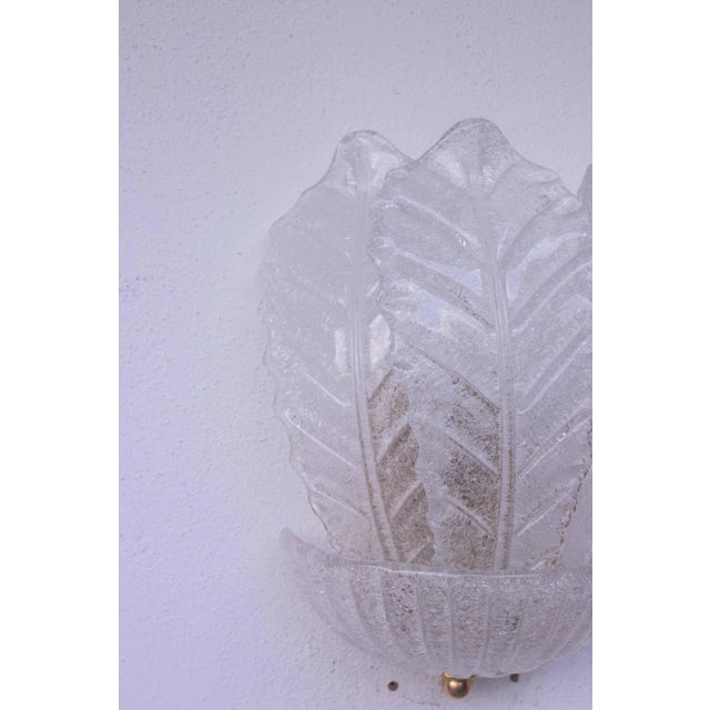1970s Set of 2 Palermo Murano Wall Light Transparent Leaves, 1970 For Sale - Image 5 of 12