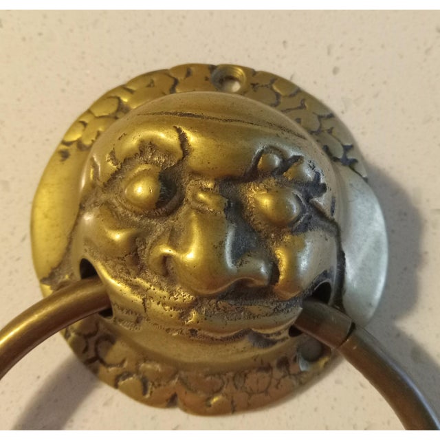Vintage solid brass door knocker- also great as a small towel holder in a kitchen or bath.