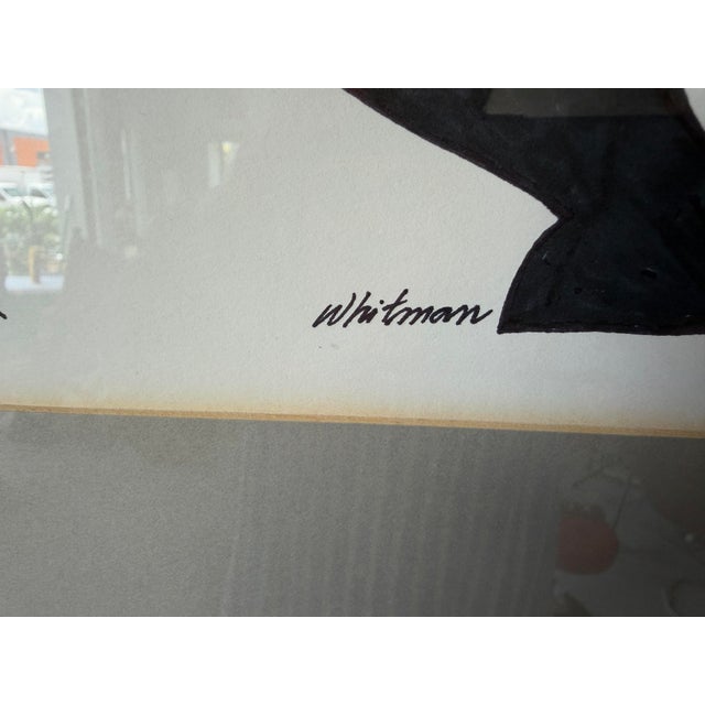 1980s Vintage Figurative Sitting Nude Man Painting on Paper by Whitman, Framed For Sale - Image 10 of 12