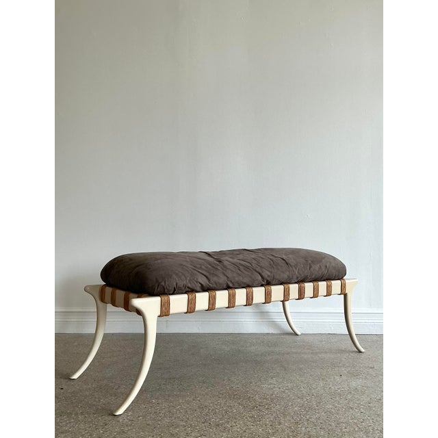 Cream Vintage Saber Leg Bench For Sale - Image 8 of 12