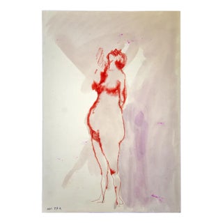 Leo Guida, Female Figure, Original Mixed Media Artwork, 1970s For Sale
