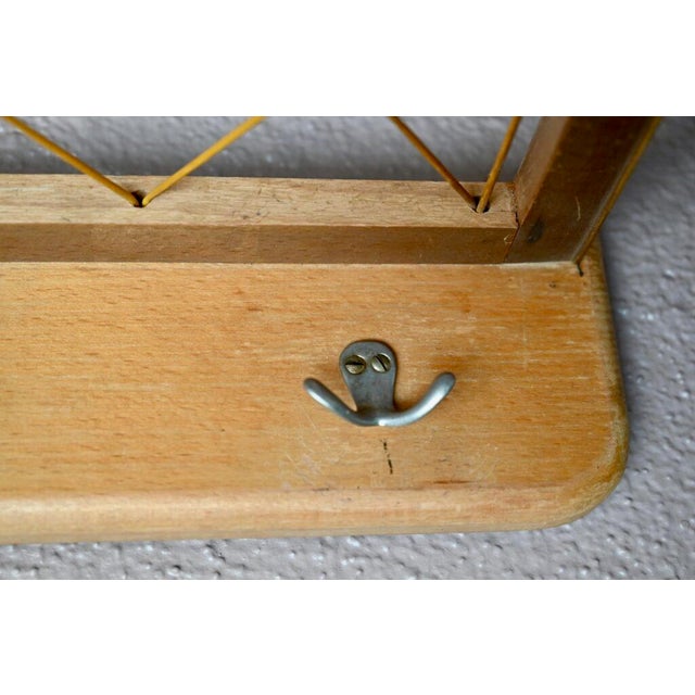 Mid-Century Modern Scandinavian Coat Racks in Wood and Gold Vinyle For Sale - Image 3 of 5