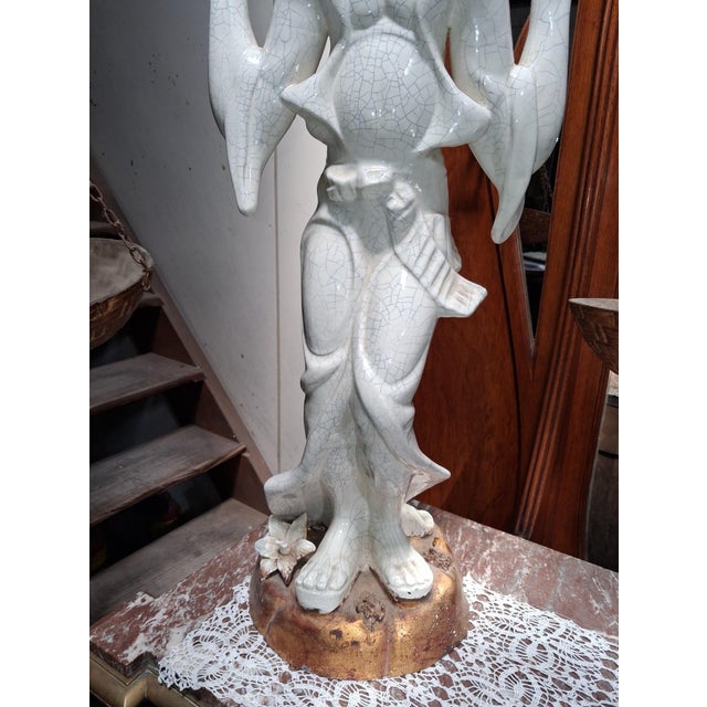 White Unknown, Statue, 1890s, Ceramic and Wood For Sale - Image 8 of 10