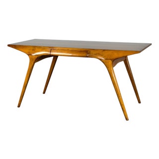 Sculptural Writing Desk in Walnut by Carlo De Carli, Italy, 1950s For Sale