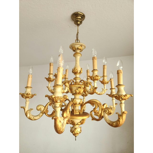 Vintage Florentine Chandelier with Gold Leaf, 1930s For Sale - Image 13 of 18