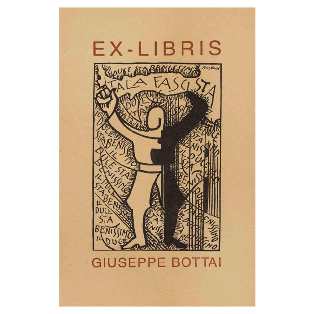 Giacomo Balla, Ex Libris Giuseppe Bottai, Woodcut, 1930s For Sale