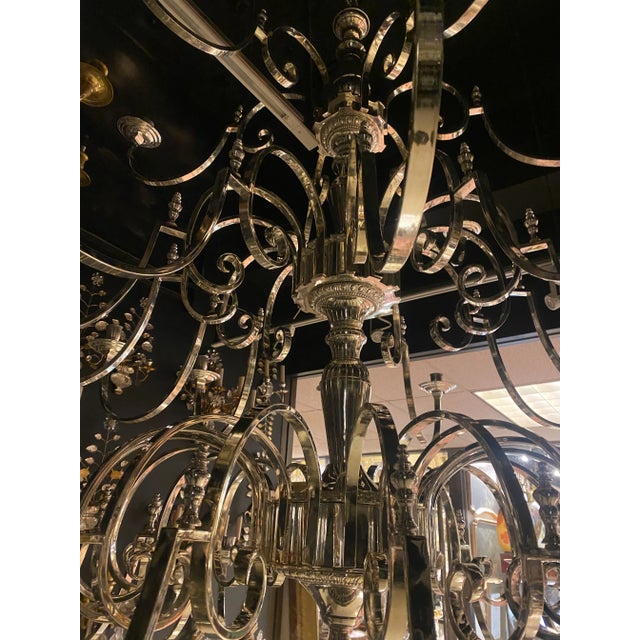 1930s 1930’s English Silver Plated Chandelier For Sale - Image 5 of 9