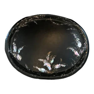 French Papier Mache Mother of Pearl Jennens/Bettridge Serving Tray 1815-1864