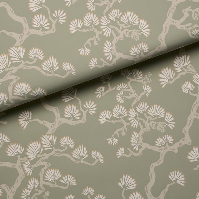 Schumacher Sample - Schumacher Hinata Wallcovering In Sage For Sale - Image 4 of 5