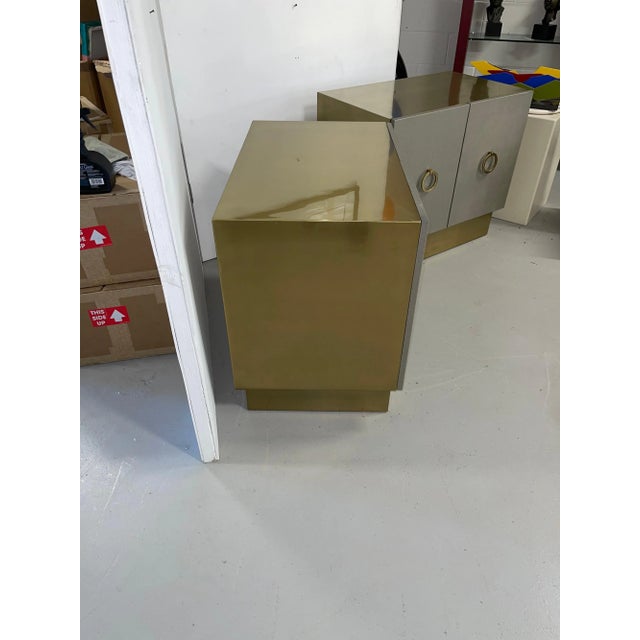 Bridges Over Time Brass & Leather Nightstands - A Pair For Sale - Image 10 of 13