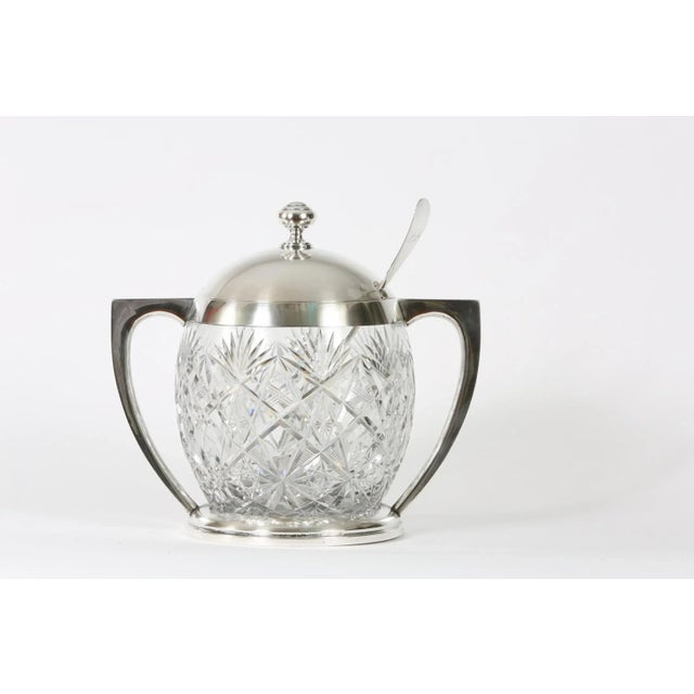 Mid-19th century German sterling silver mounted framed / cut glass punch bowl with ladle. The punch bowl is in great...