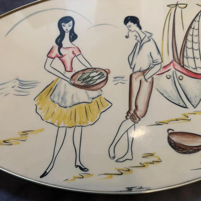 1950s Mid-Century Modern Brass and Lacquered Wood Italian Serving Tray For Sale - Image 6 of 12