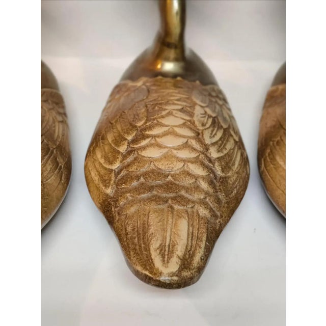 Chapman Manufacturing Company Set of Three Brass Mallard Candleholders For Sale In Atlanta - Image 6 of 9