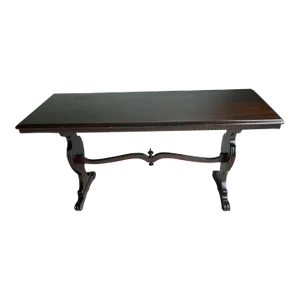 Early 20th Century English British Imperial Style Trestle Console Table