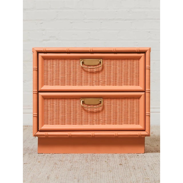 Wood Coral Vintage Bamboo Nightstands, A Pair For Sale - Image 7 of 9