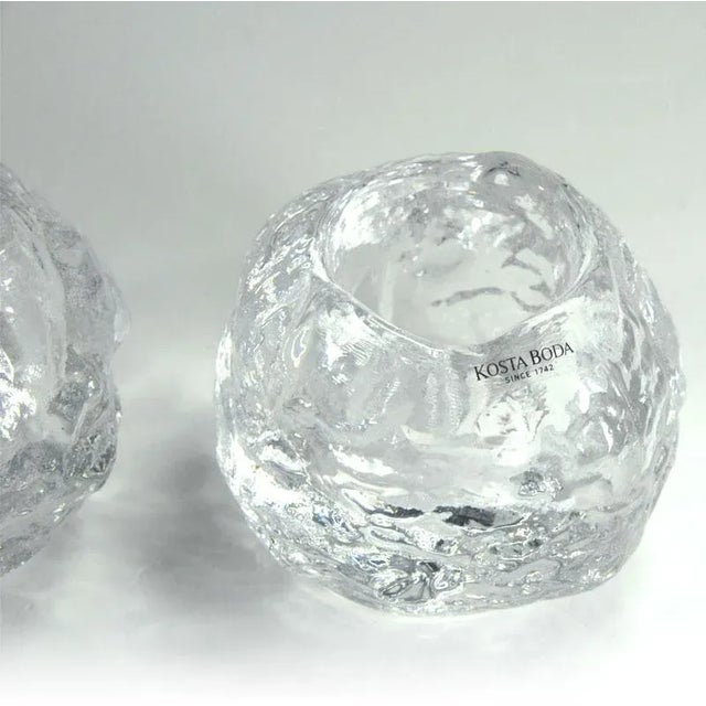 Glass Snowball Candleholders by Ann Wärff for Kosta Boda, Sweden, 1973, Set of 2 For Sale - Image 7 of 10