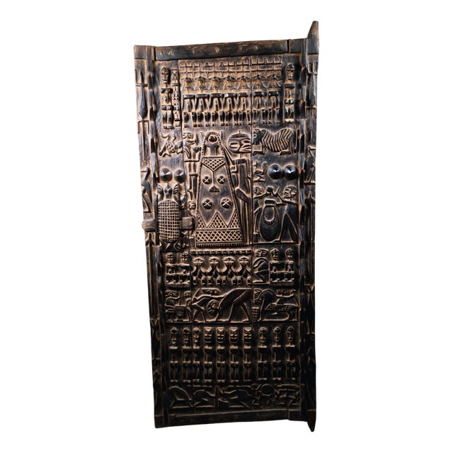 Carved Wooden Dogon Door, Mali, 1800s For Sale