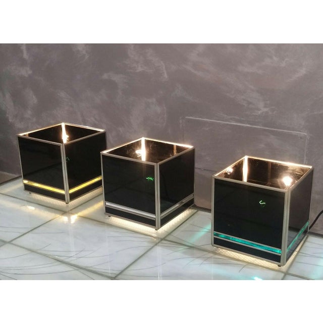 Modern Mid-Century Modern Set Three Cubes Glass and Brass, Italy, 1970s For Sale - Image 3 of 10