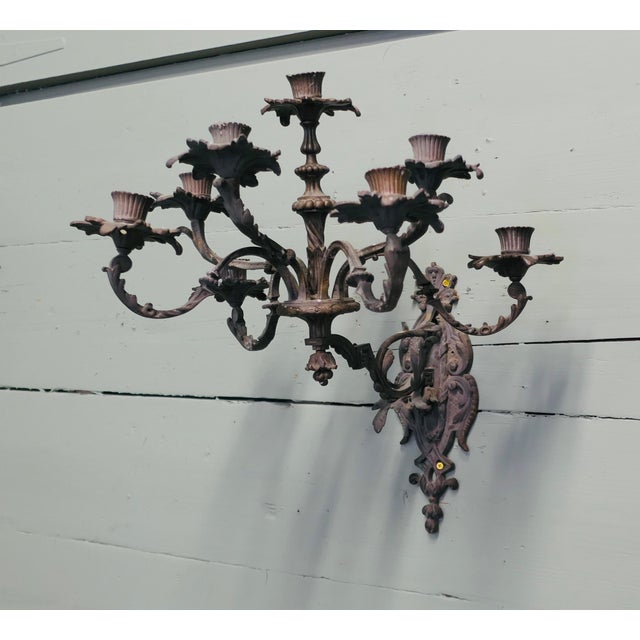 Gothic Bronze Wall Sconce For Sale - Image 6 of 8