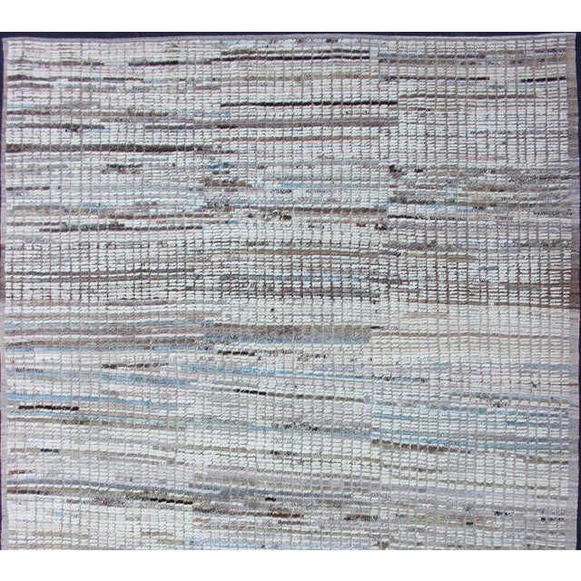 Tribal Moroccan Tribal Rug in Ivory and Soft Blue by Keivan Woven Arts 8'8 X 11'7 For Sale - Image 3 of 15