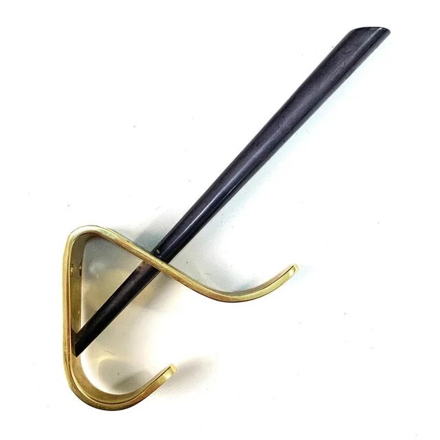 Mid-Century Modern Mid-Century Italian Modern Brass & Lacquered Aluminum Coat Hooks, 1970s, Set of 4 For Sale - Image 3 of 18