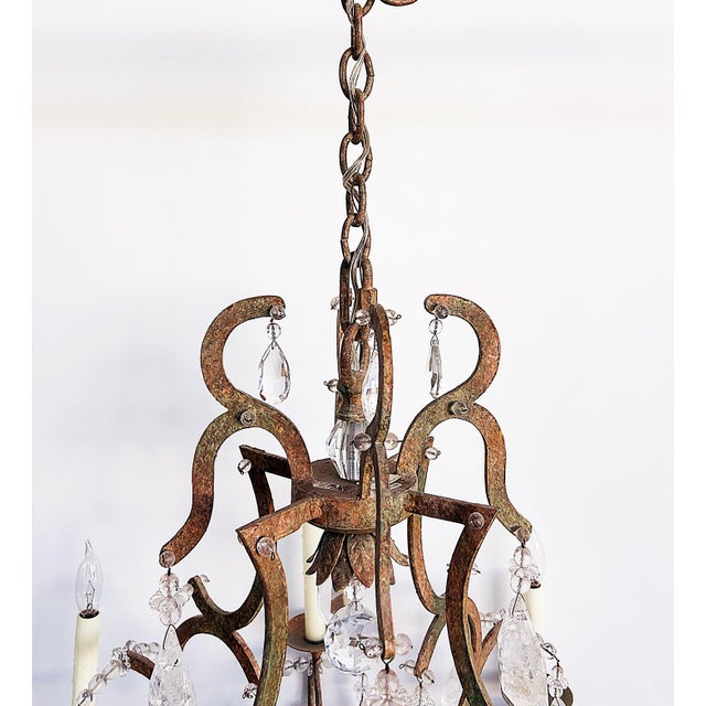 Dennis & Leen Dennis and Leen "Small Chateau" Iron Chandelier, Rock Crystal For Sale - Image 4 of 12