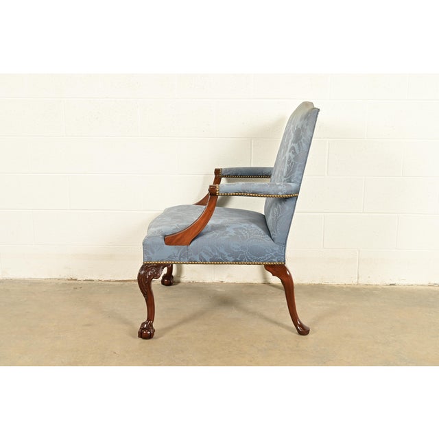 Kittinger Chippendale Carved Mahogany Open Arm Library Chair For Sale - Image 11 of 18