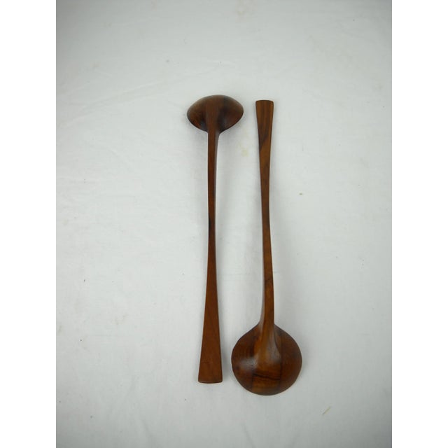 Brown Jens Quistgaard Dansk Salad Bowl and Serving Spoons, S/3 For Sale - Image 8 of 11