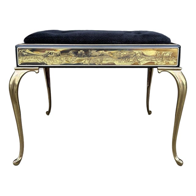 Acid Etched Mastercraft Ottoman by Bernhard Rohne Mid-Century Modern For Sale