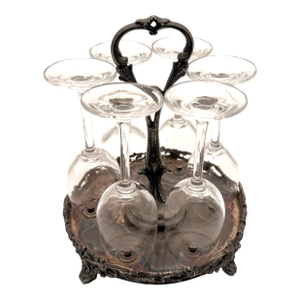 Silver Plate Cordial Glass Holder for Your Barcart