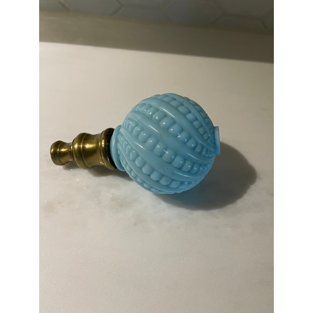 Antique Victorian French Light Blue Hobnail Newel Post Finial For Sale - Image 4 of 6