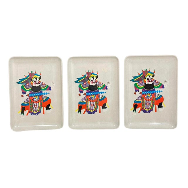 Plastic Vintage Wony Melamine Trays Featuring Chinese Opera Characters - A Set of 10 For Sale - Image 7 of 12