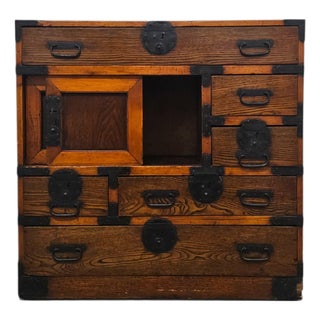 Late 19th Century Japanese Meiji Chōba Tansu Merchant Chest in Sugi Wood For Sale