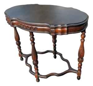 1940s Recently Refinished Victorian Style Mahogany Side Table With Carved Details