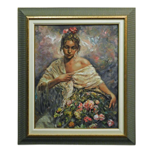 Royo "El Manto Dorado" on Panel H.Signed Numbered Artwork, Flowers Europe Framed