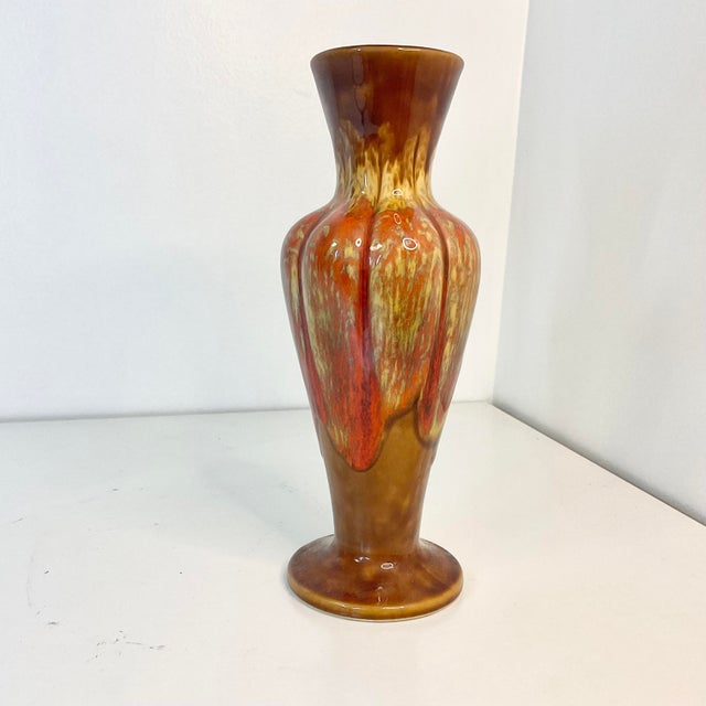 Mid-Century Americana Folk Art Boho Chic Dripped Glazed Ceramic Vase. For Sale - Image 6 of 10