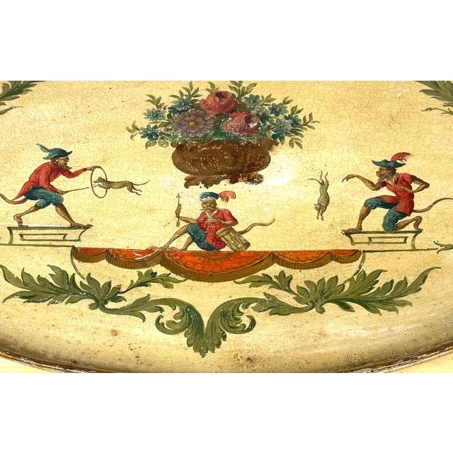 Metal Regency Painted Tole Tray with Chinoiserie Decoration, English or French For Sale - Image 7 of 18