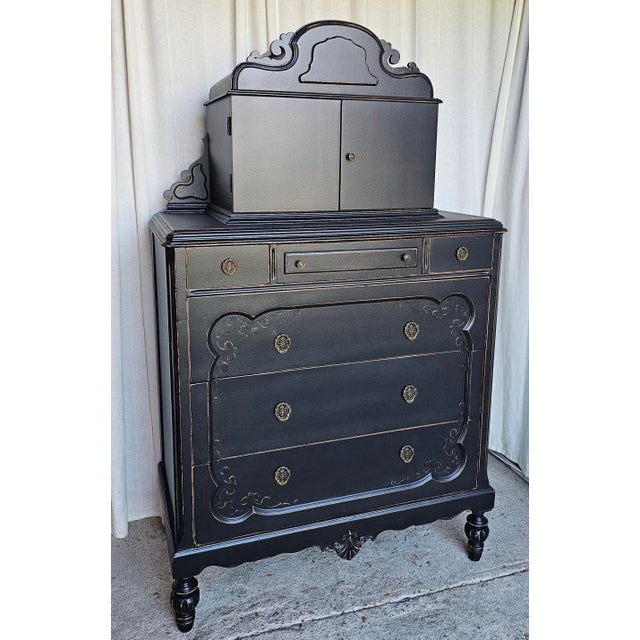 Circa 1930's Chest of Drawers, Ebonized, Distressed Dresser For Sale - Image 14 of 17
