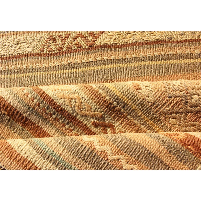 Vintage Turkish Kilim Runner Warm Earth Tones Gold Brown Wool Flatweave For Sale - Image 9 of 10