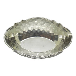Vintage Italian Genuine Silver 800 Diamond Pattern Mini Bowl Coin Tray, Brescia, 1970s For Sale