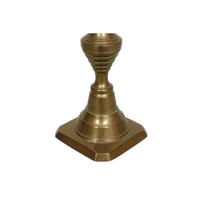 English Brass Beehive Candlestick Holders, a Pair For Sale - Image 3 of 4