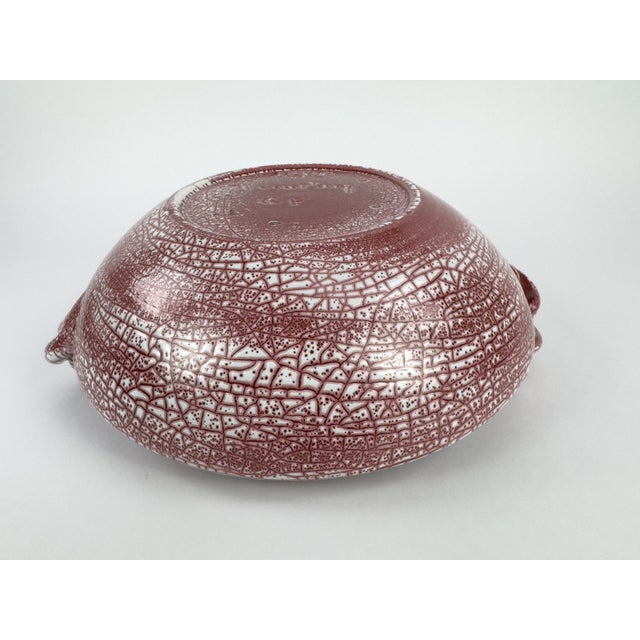 Large Accolay Ceramic Fruit Bowl With Twisted Handles, Burgundy Glaze For Sale - Image 13 of 18