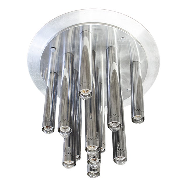 Large Ceiling Light with 13 Chrome Lights by Goffredo Reggiani, 1970s For Sale