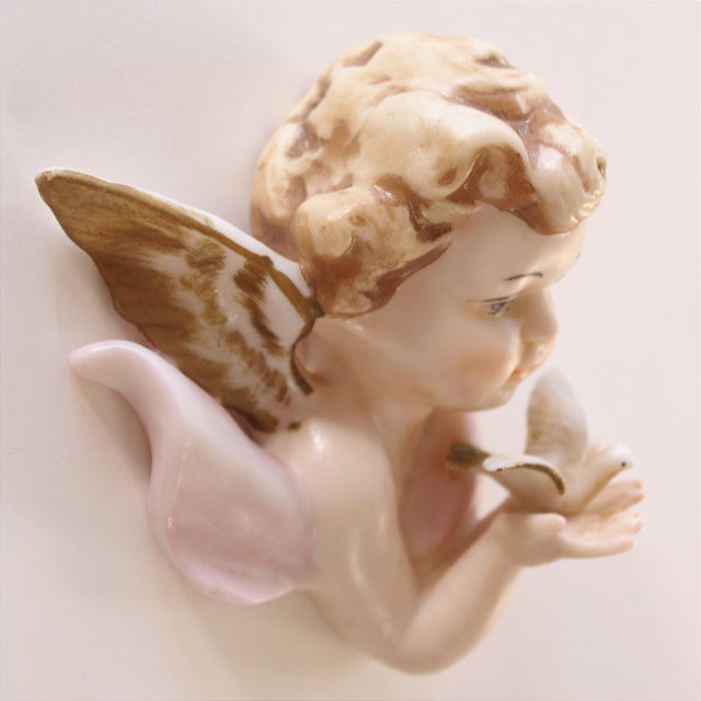 French Antique European Porcelain Gold Gilt Cherub Christmas/Holiday Ornament For Sale - Image 3 of 6