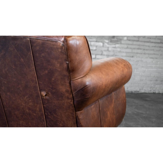 Restoration Hardware Art Deco 'Mustache' Leather Sofa For Sale - Image 16 of 17