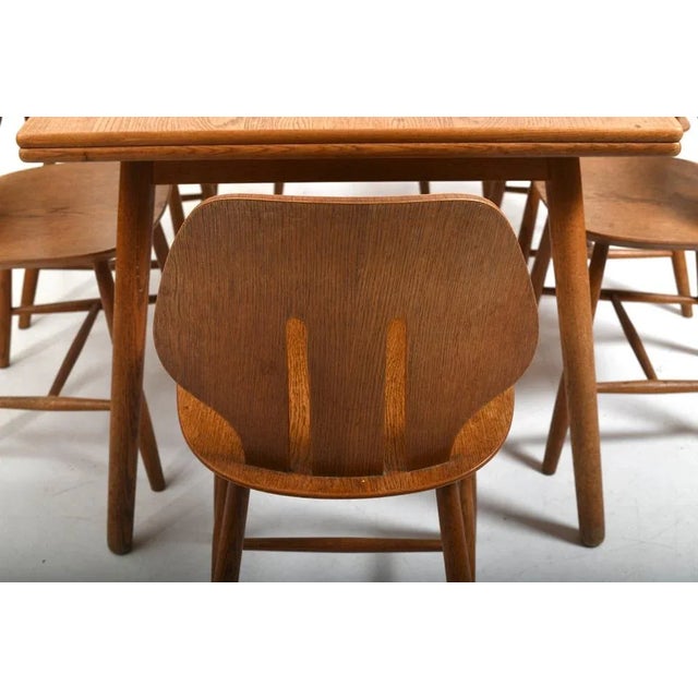 1960s Dining Table & Chairs by Ejvind A. Johansson & Poul Volther for FDB Møbler, 1960s, Set of 7 For Sale - Image 5 of 13