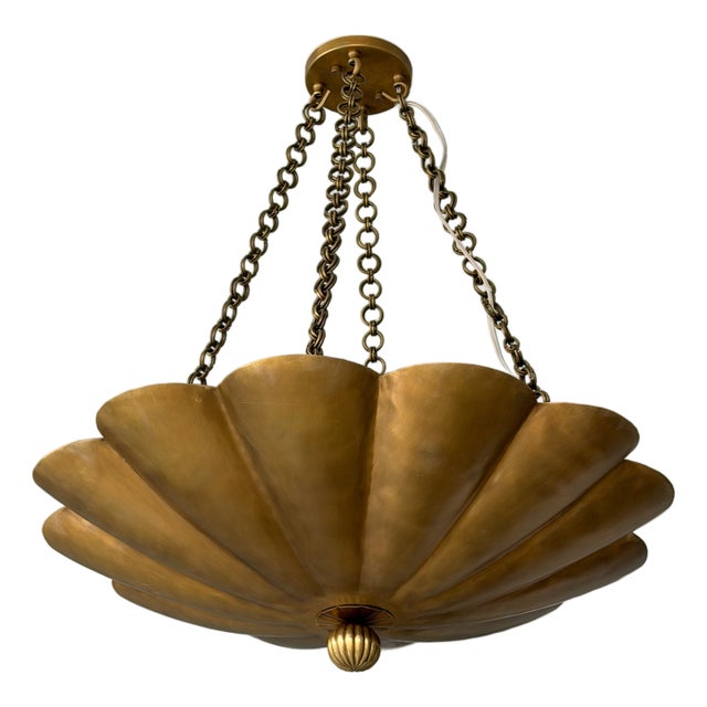Handmade European Style Pure Brass Scalloped Pendant Light. For Sale