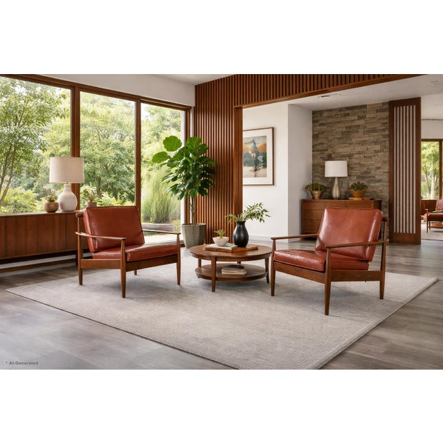 A stunning pair of Danish modern lounge chairs from the 1960s, designed by Hans C. Andersen and imported by Gunnar...