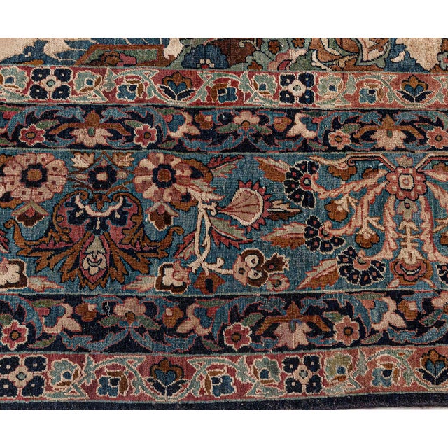 Authentic Vintage Persian Kirman Floral Handmade Wool Rug For Sale - Image 4 of 8