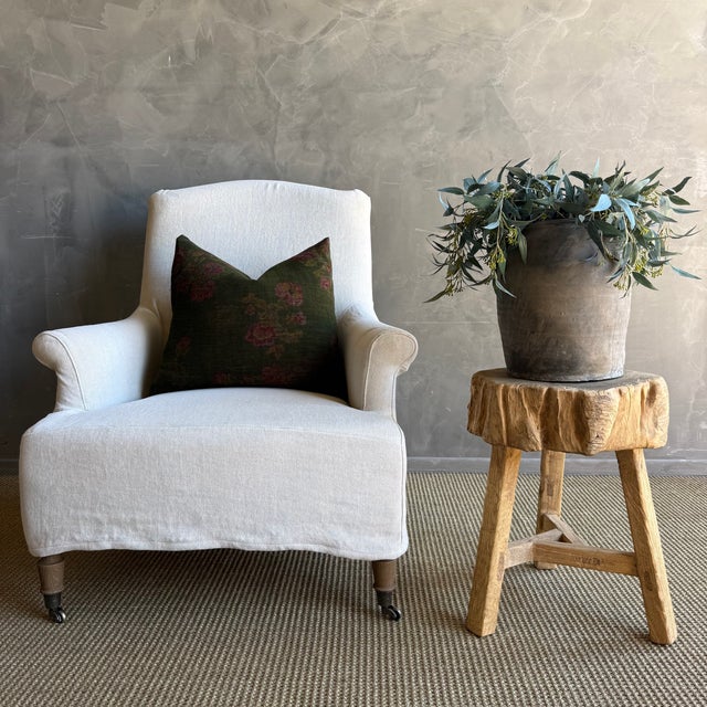 This solid stump slice was turned into a side table or stool. The solid thick top has a beautiful movement with unique...